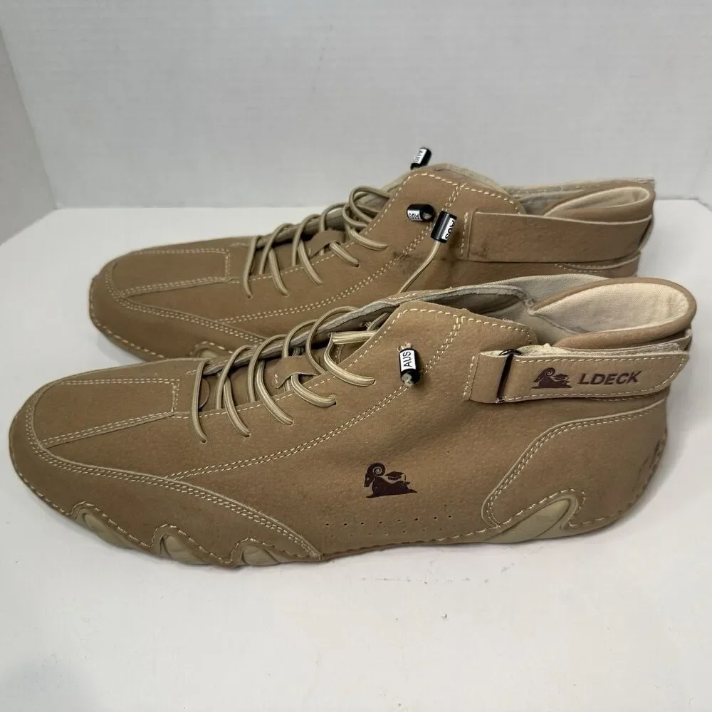 LDECK Barefoot Chukka Boots Mens EU 45 US 11 Tan Suede Minimalist Shoes